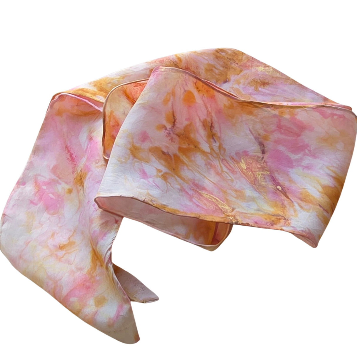 Zijden haarlint 10 cm VlinderDans - 150x10 cm - roze goudtinten