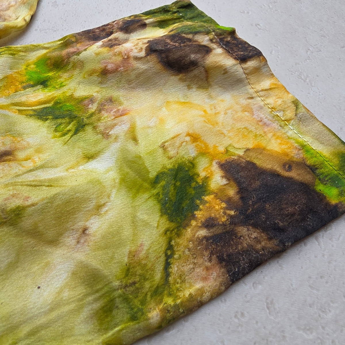 Zijden haarlint 10 cm ZonneBloem - 150x10 cm - groen bruin tinten