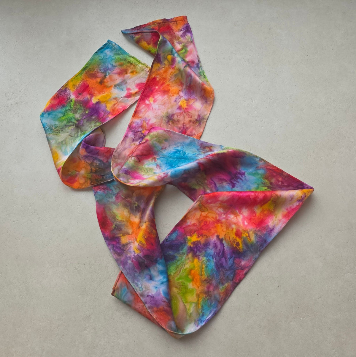 Zijden haarlint TussenRegenIn - 150x10 cm - regenboogtinten