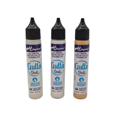 Serti gutta contourmiddel voor zijdeschilderen in transparant parelmoer en goud 25 ml