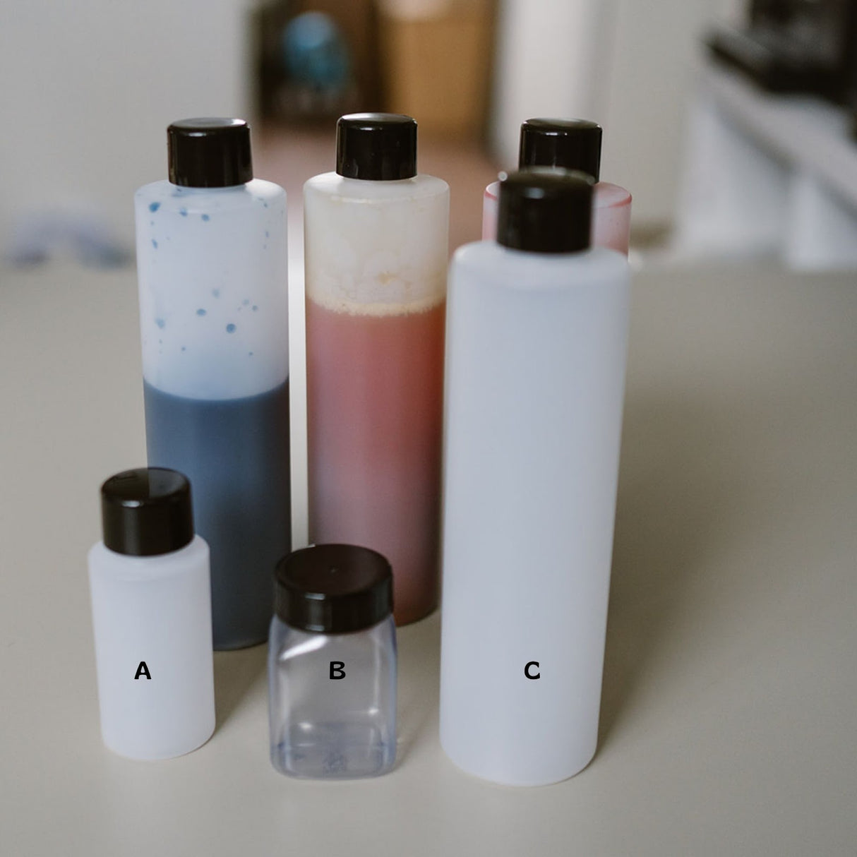 Plastic flesjes zijdeverf 50 ml 250 ml mengflesjes