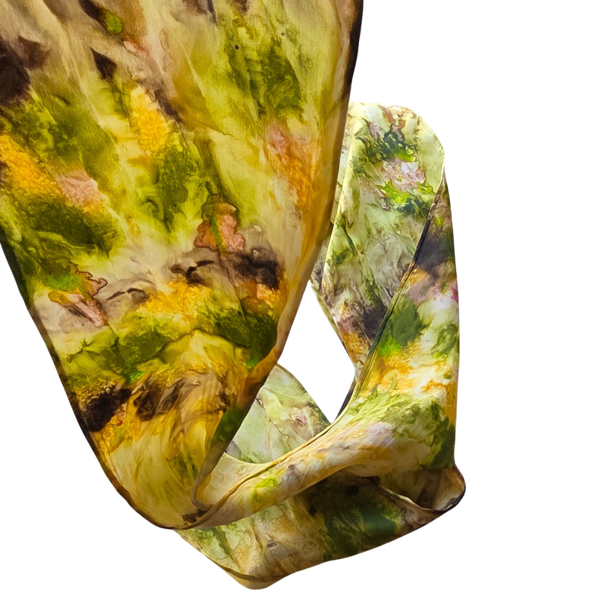 Zijden haarlint 10 cm ZonneBloem - 150x10 cm - groen bruin tinten