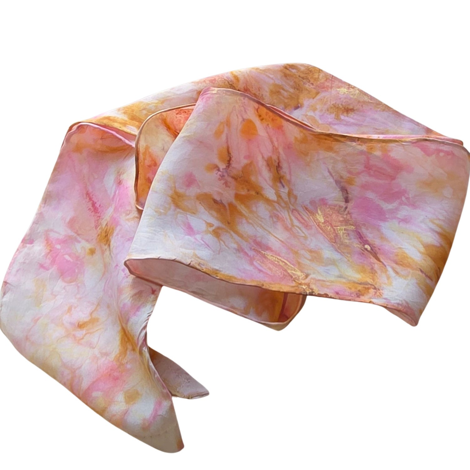 Zijden haarlint 10 cm VlinderDans - 150x10 cm - roze goudtinten