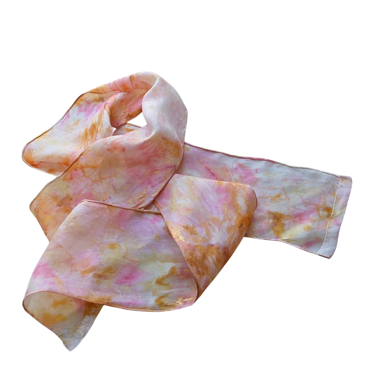 Zijden haarlint 10 cm VlinderDans - 150x10 cm - roze goudtinten