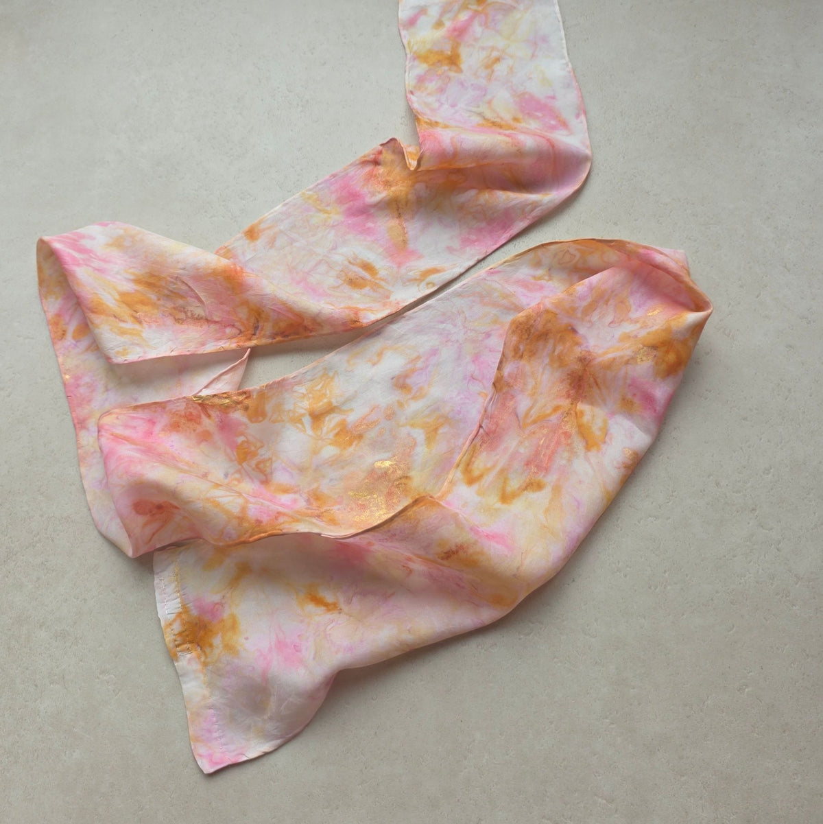 Zijden haarlint 10 cm VlinderDans - 150x10 cm - roze goudtinten