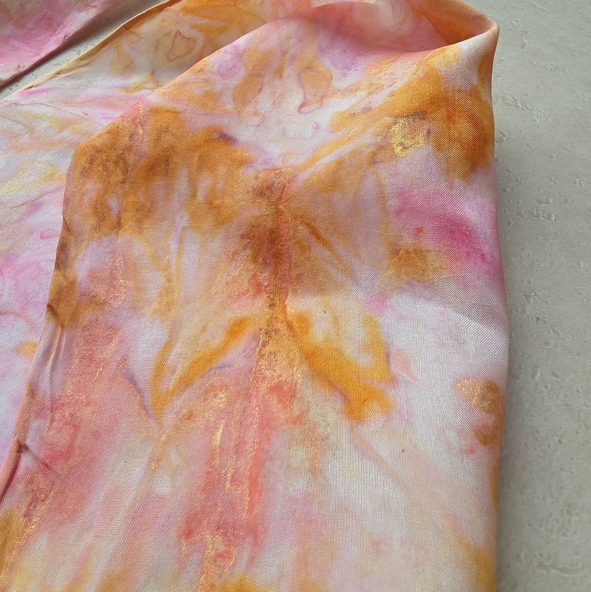 Zijden haarlint 10 cm VlinderDans - 150x10 cm - roze goudtinten