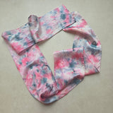 Zijden haarlint RozeBloempjes - 150x10 cm - roze- grijs tinten