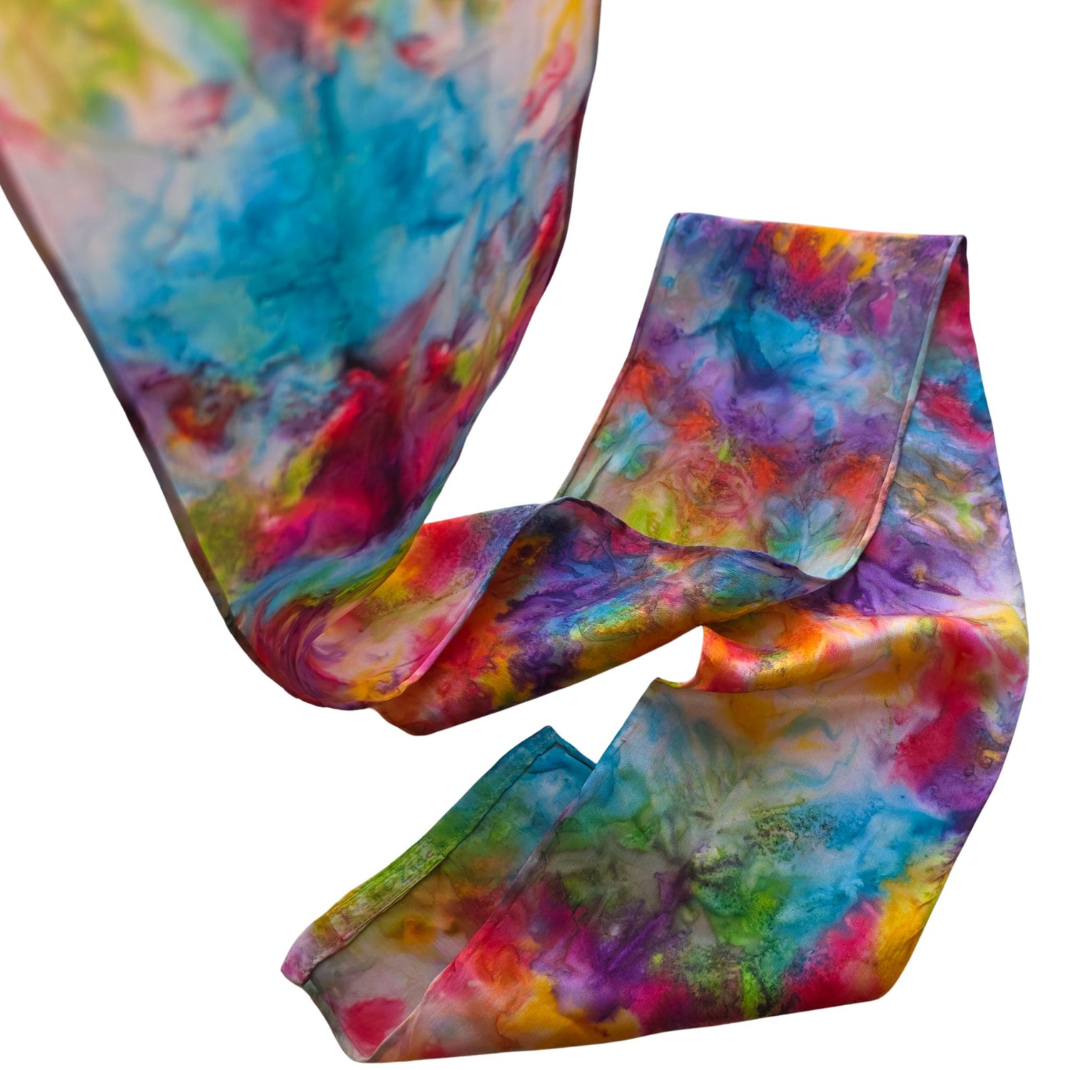 Zijden haarlint TussenRegenIn - 150x10 cm - regenboogtinten