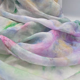 Handgeschilderde zijden sjaal Zacht 220x110 cm regenboogtinten