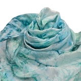 Handgeschilderde zijden sjaal Mijn Kleuren 180x45 cm blauw- en mintgroene tinten