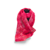 Handgeschilderde zijden sjaal RozeRood 180x45 cm rood- rozetinten