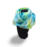 Handgeschilderde zijden sjaal WaterDrager 180x45 cm blauwgroene tinten