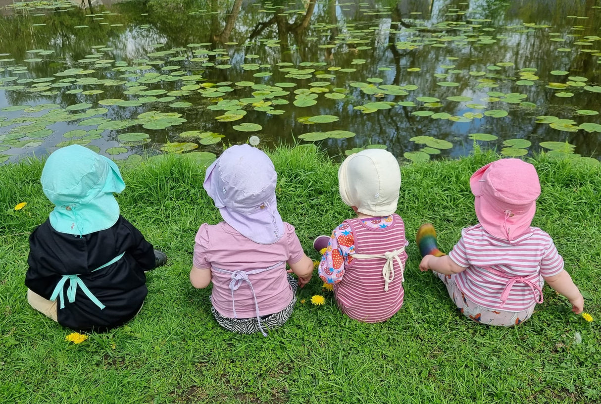 Zijden zonnehoed baby – bourette zijde UV bescherming