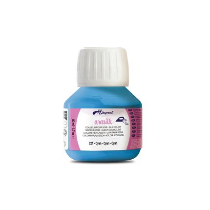 arasilk zijdeverf cyan 221 blauw 50 ml zijde wol katoen linnen
