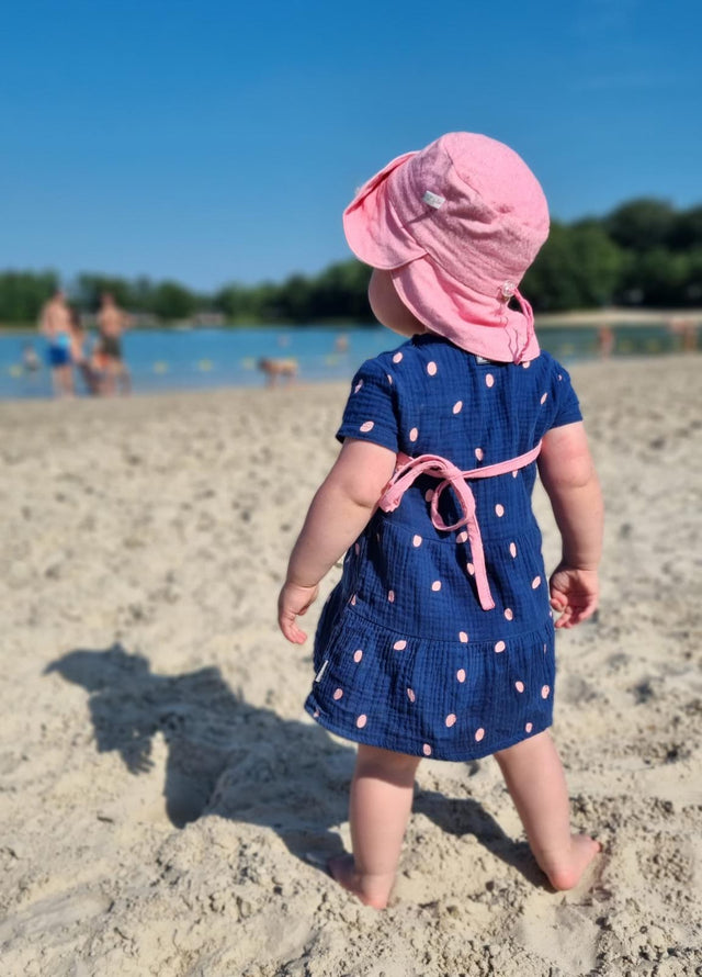 zijden zonnehoed baby met klep en nekflap bourette zijde