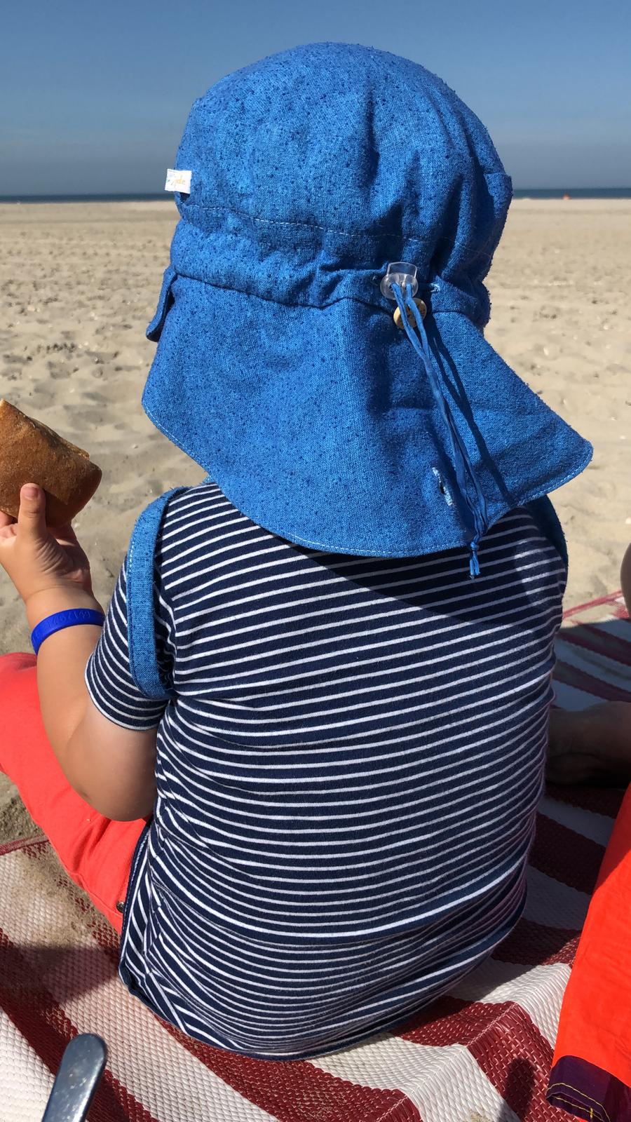 Zijden kinder zonnehoed met klep – bourette zijde UV bescherming