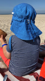 Zijden kinder zonnehoed met klep – bourette zijde UV bescherming