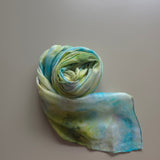 handgeschilderde zijden sjaal groen 180x45 nieuwe lente